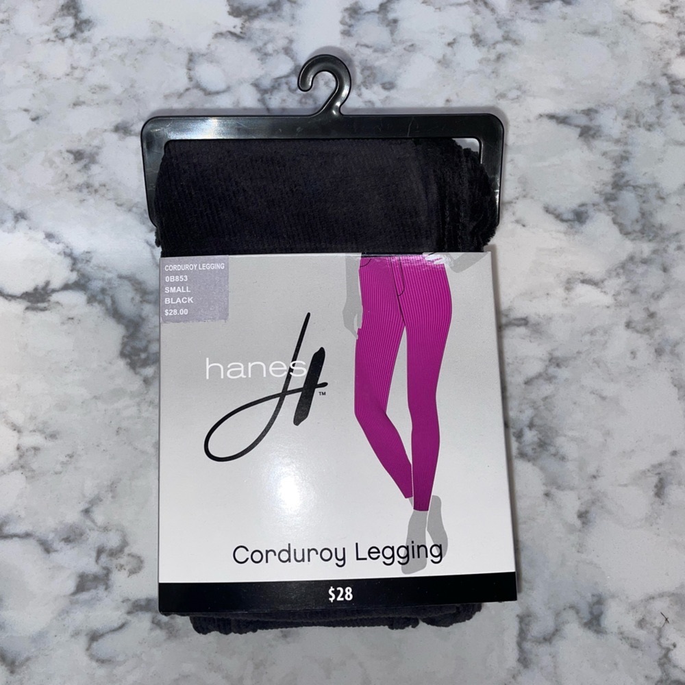Hanes corduroy leggings black size small